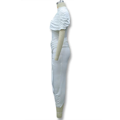Elegant Women's Tight Curvy Midi Dress Sexy Backless Draped Bodycon Dresses Evening Party Wedding Guest Summer New Yellow White