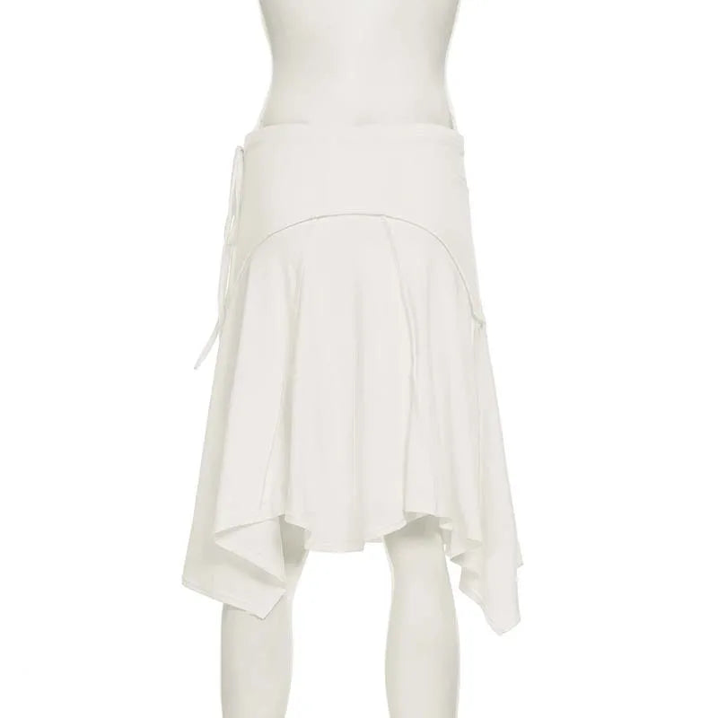 Elegant Irregular Midi Plated Skirt Women's High Waist Slim Pleated Skirts Y2K Female Clothing White Fashion Summer Autumn 2026