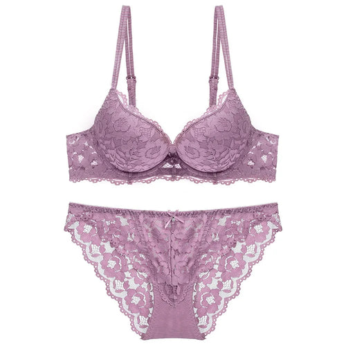 Comfortable Mesh Lace Flower Bra Low Waist Bowknot Bra Panties Set Non Slip Intimates Push Up Bra Women Summer