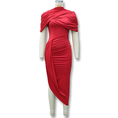 Elegant Women's Tight Curvy Midi Dress Sexy Backless Draped Bodycon Dresses Evening Party Wedding Guest Summer New Yellow White