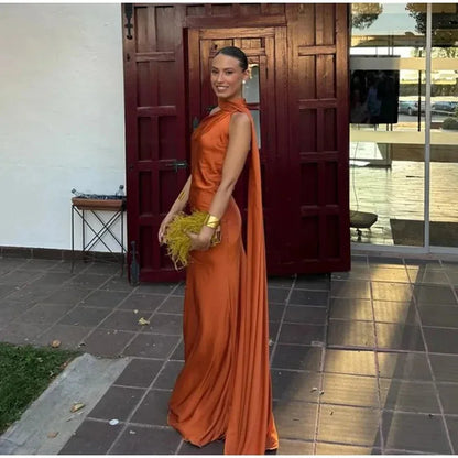Satin Ribbon Long Dresses Women's Backless Casual Silk Dress Evening Wedding Guest Blue Green Black Yellow Red Pink Summer Prom