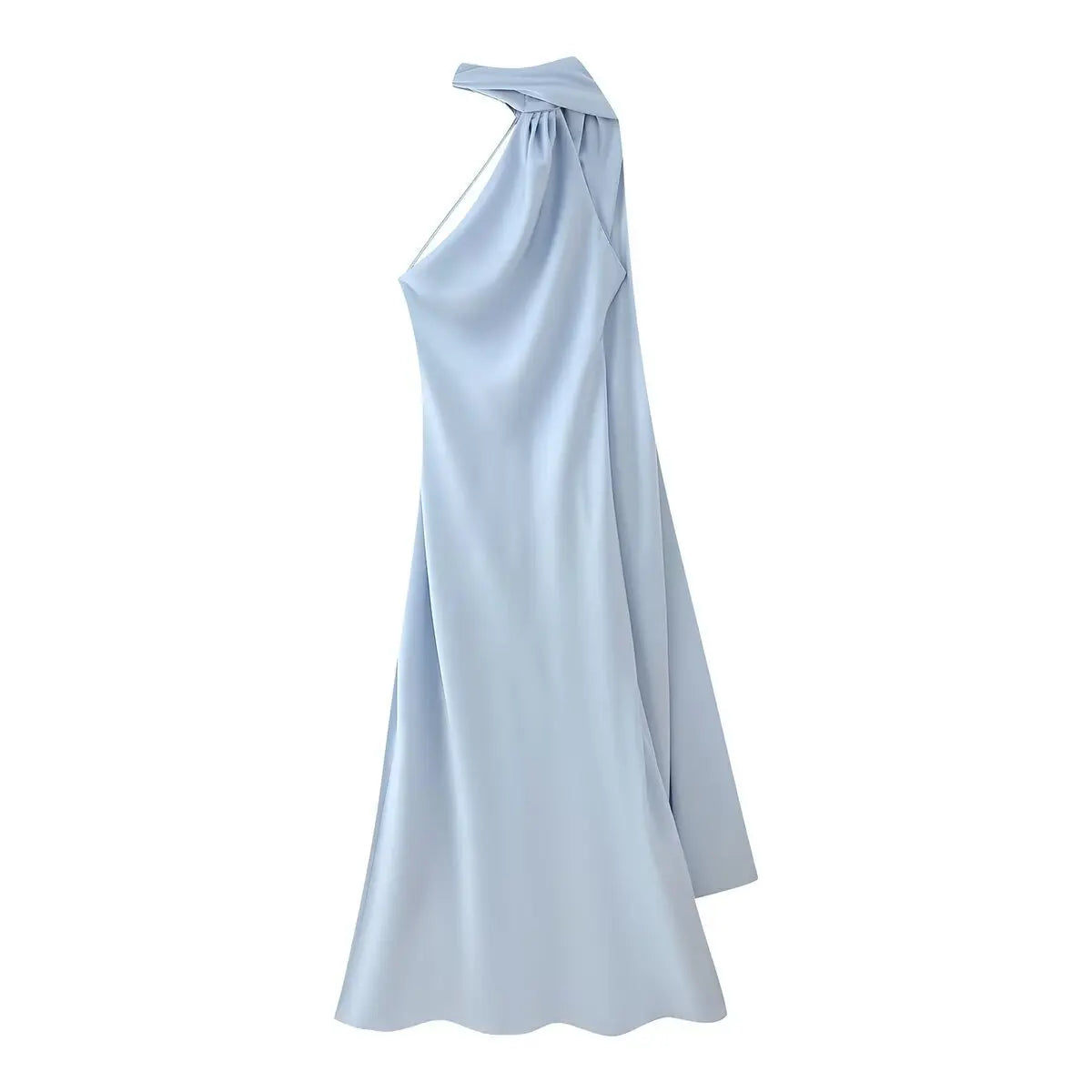 Satin Ribbon Long Dresses Women's Backless Casual Silk Dress Evening Wedding Guest Blue Green Black Yellow Red Pink Summer Prom