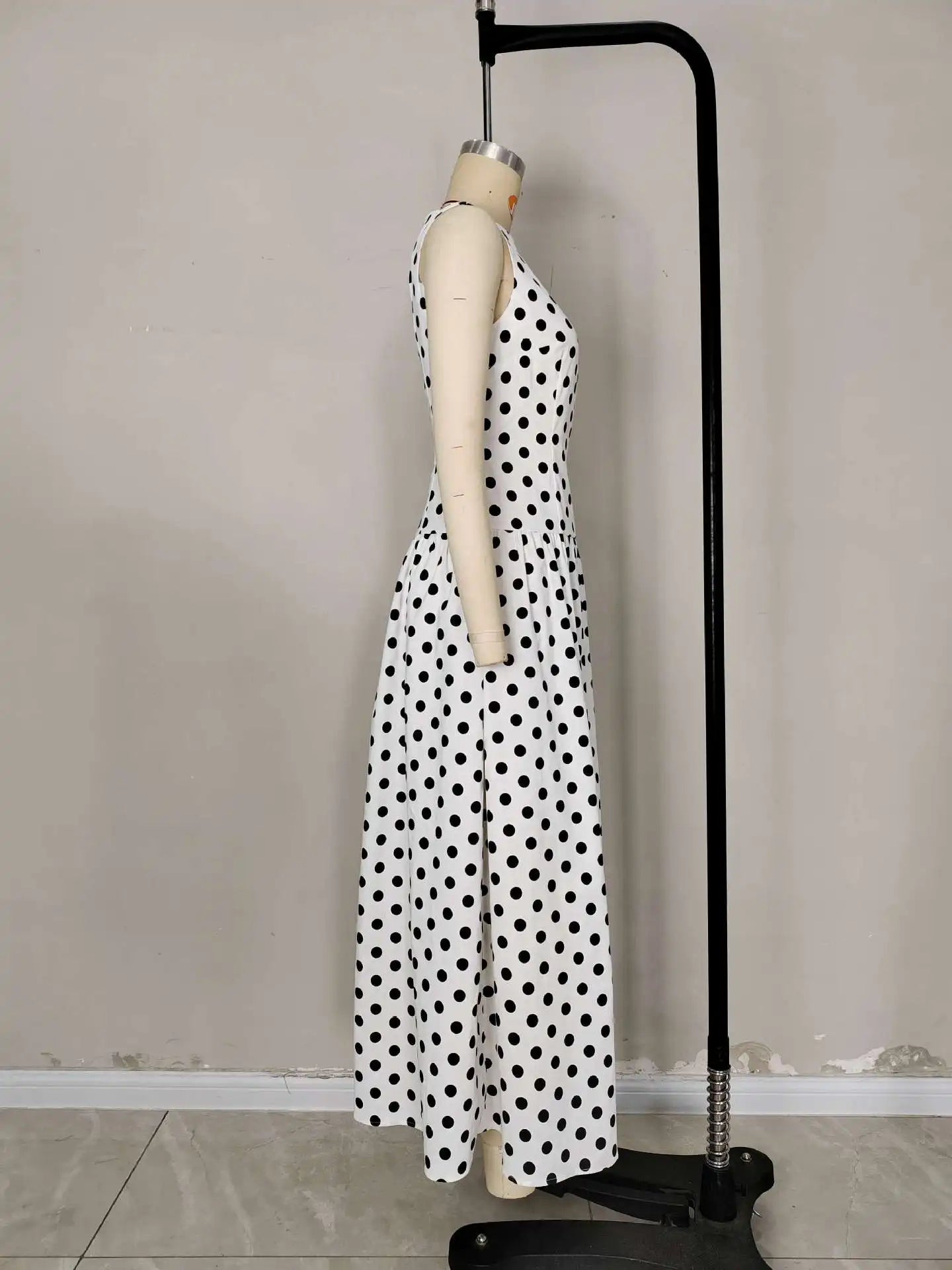 Vintage Polka Dot Long Dress Elegant Women's Sleeveless High Waist Casual Maxi Dresses Evening Party Summer Robe New Formal 2026