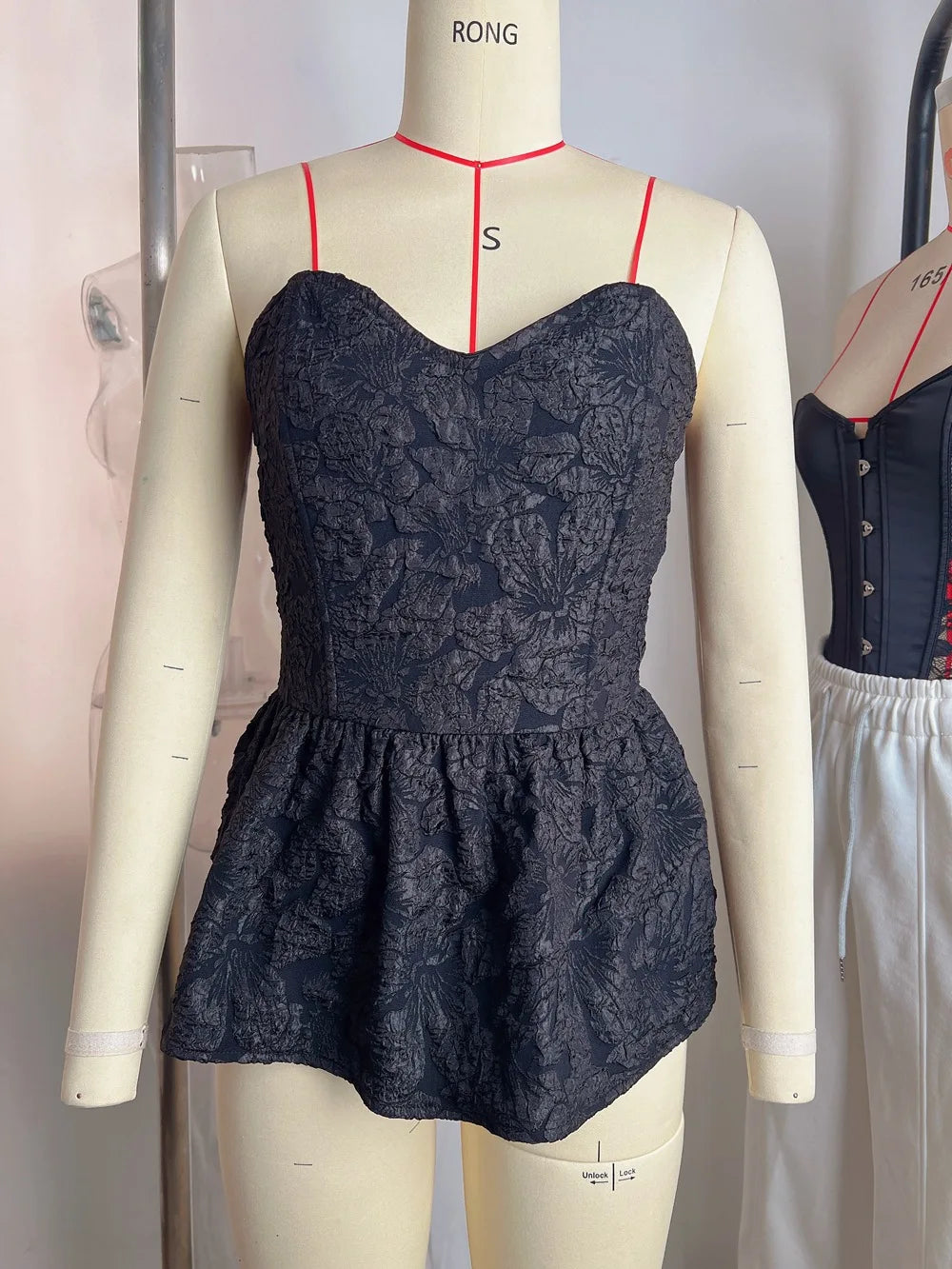 Elegant Jacquard T-shirts Tops for Women Corset Bandage Slim Cute Ruffles T Shirt Y2K Chic Female Top Black Summer 2026 New In
