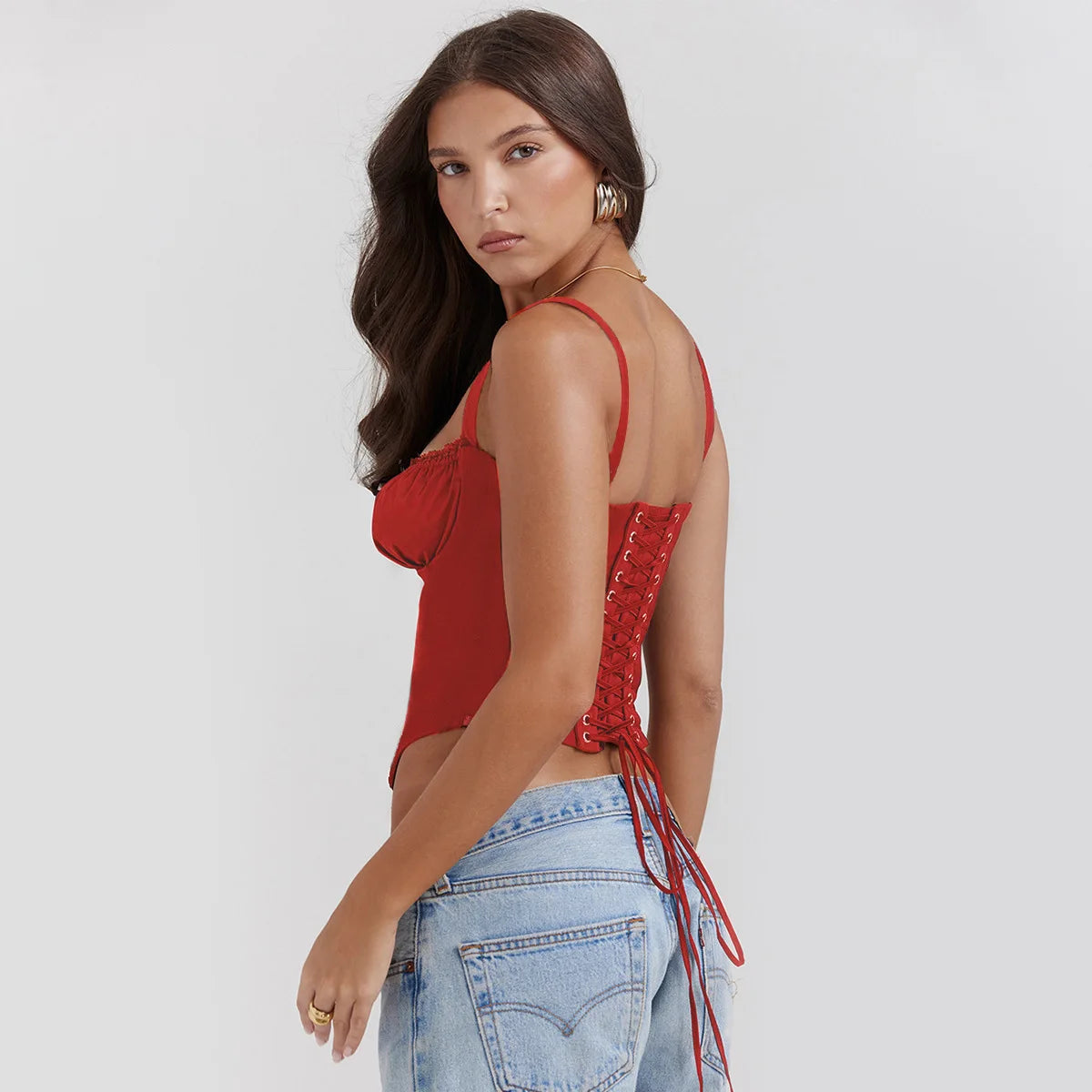 Elegant Summer Strapless T-shirts Corset Lace Tops Women Bandage T Shirt Y2K Chic Female Crop Top Black Red Blue White Yellow