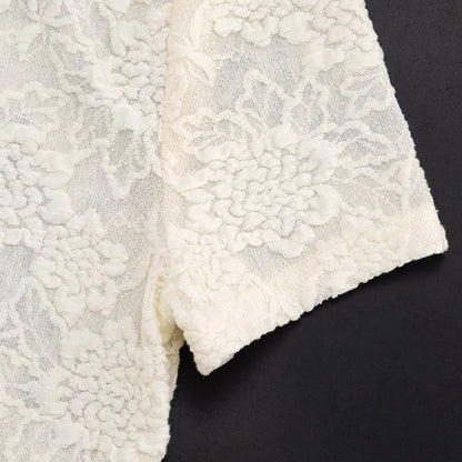 Lace Sheer Beach 2 Pieces Sets Cover Up Women's Crop Top Short Lace Up Skirt Matching Set Suit Summer Holiday Vacation Outfit