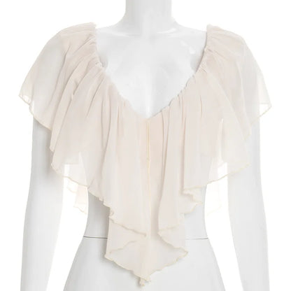 Sexy Ruffled Two Piece Set Women V Neck Tank Top Mini Skirt Matching Sets Female Clothing Club Party Dress Outfits Summer 2026