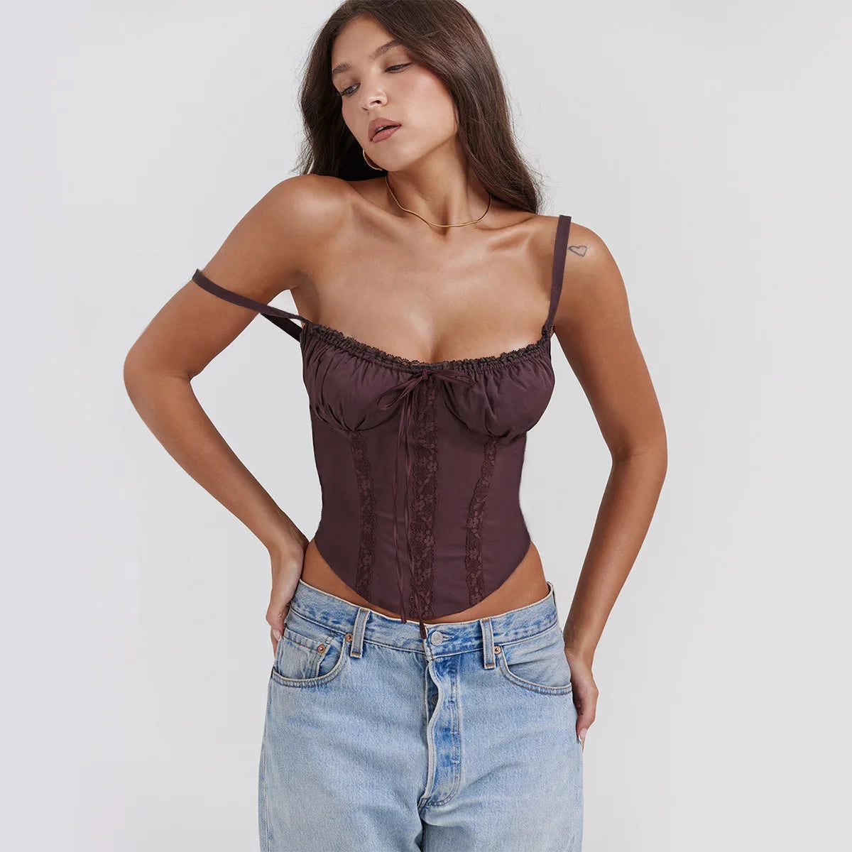 Elegant Summer Strapless T-shirts Corset Lace Tops Women Bandage T Shirt Y2K Chic Female Crop Top Black Red Blue White Yellow