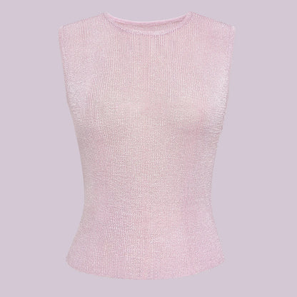 Women Sexy Mesh Sheer Glitter Sleeveless Tank Summer Shiny Cover Ups Y2K Cropped Tops See Through Mini Vest Streetwear Tops 2024