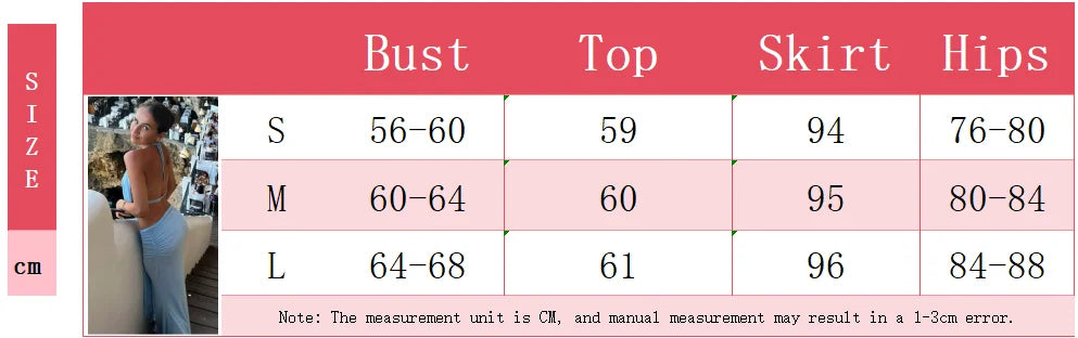 Sexy Blue Beach Sets Women's Halter V Neck Backless Crop Top Draped Long Skirt New Suit Summer Beachwear Holiday Vacation Yellow