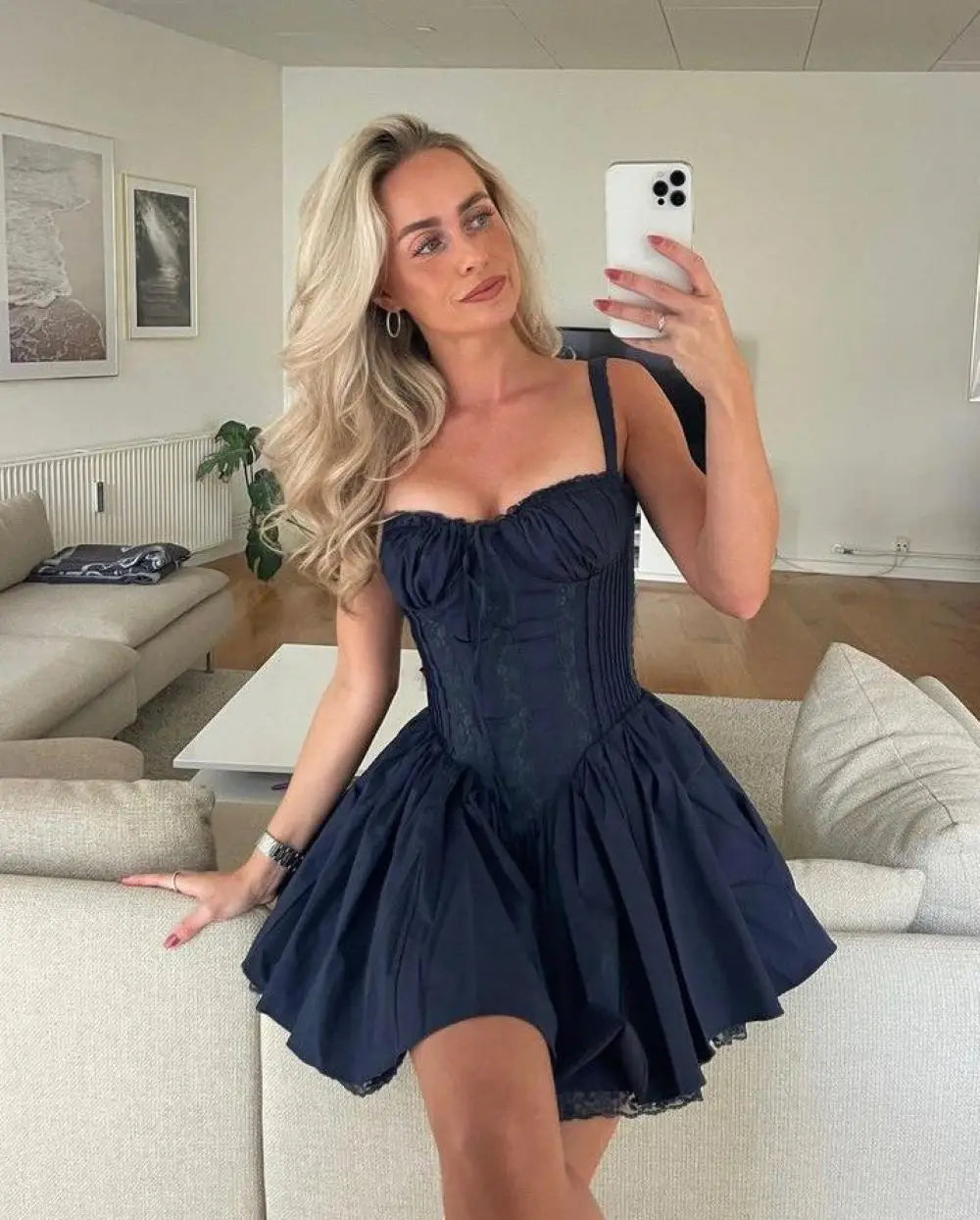 Sexy Lace Floral Corset Short Dress Elegant Women's White Yellow Sundress Female Mini Casual Sun Dresses Summer White Red Blue