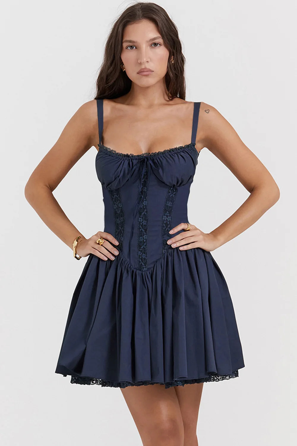 Sexy Lace Floral Corset Short Dress Elegant Women's White Yellow Sundress Female Mini Casual Sun Dresses Summer White Red Blue