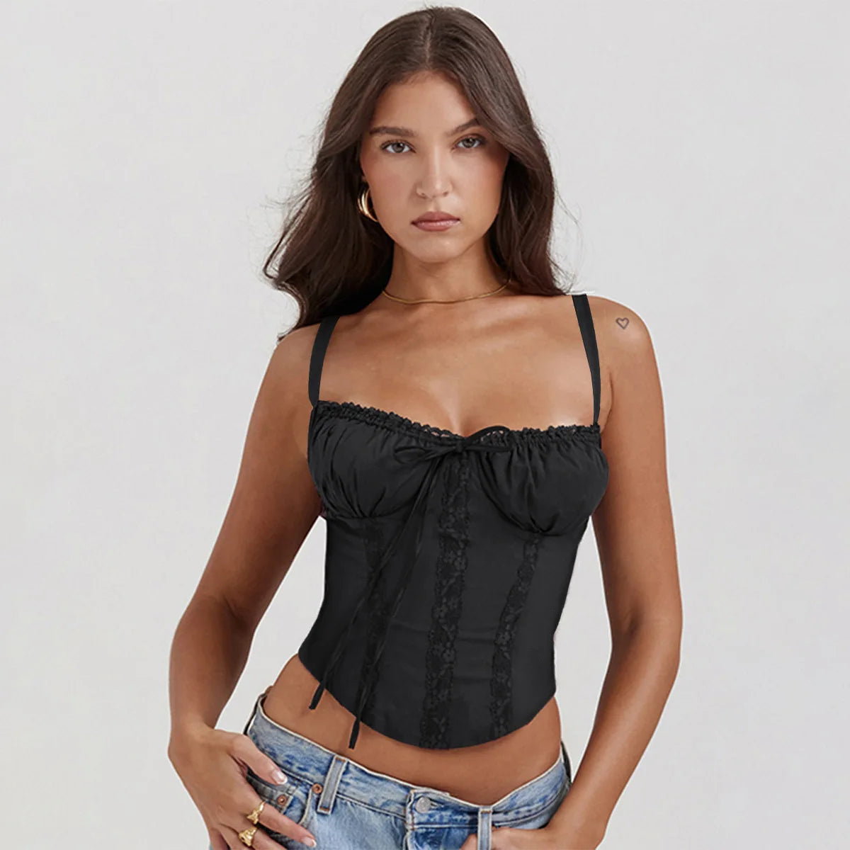 Elegant Summer Strapless T-shirts Corset Lace Tops Women Bandage T Shirt Y2K Chic Female Crop Top Black Red Blue White Yellow