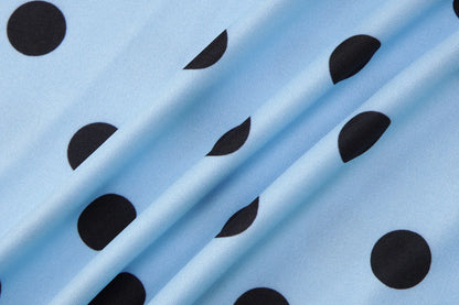 Blue Irregular Polka Dot Beach Sets Women's Halter Backless Crop Top Midi Skirt Matching Set Suit Summer Wear Holiday Vacation