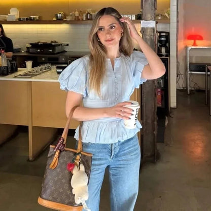 Elegant Ruffles Shirts Casual Women's Button Blouses Female Clothes Shirt Classic Tops Blouse White Pink Blue Summer 2026 Autumn