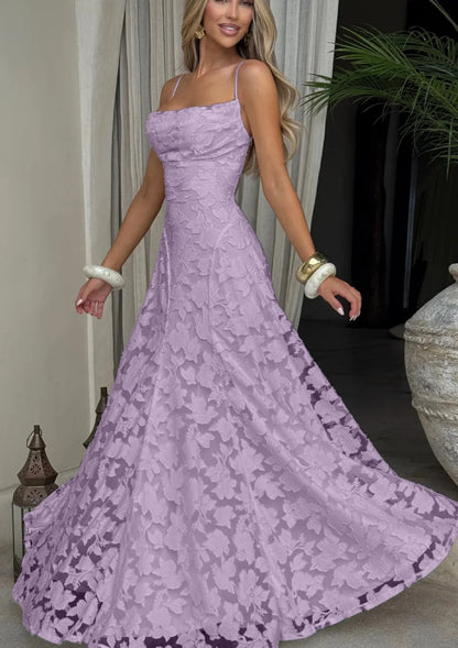 Jacquard Chiffon Long Dress Women's Backless Bandage Dresses Summer Evening Wedding Guest Green White Burgundy Pink Graduation
