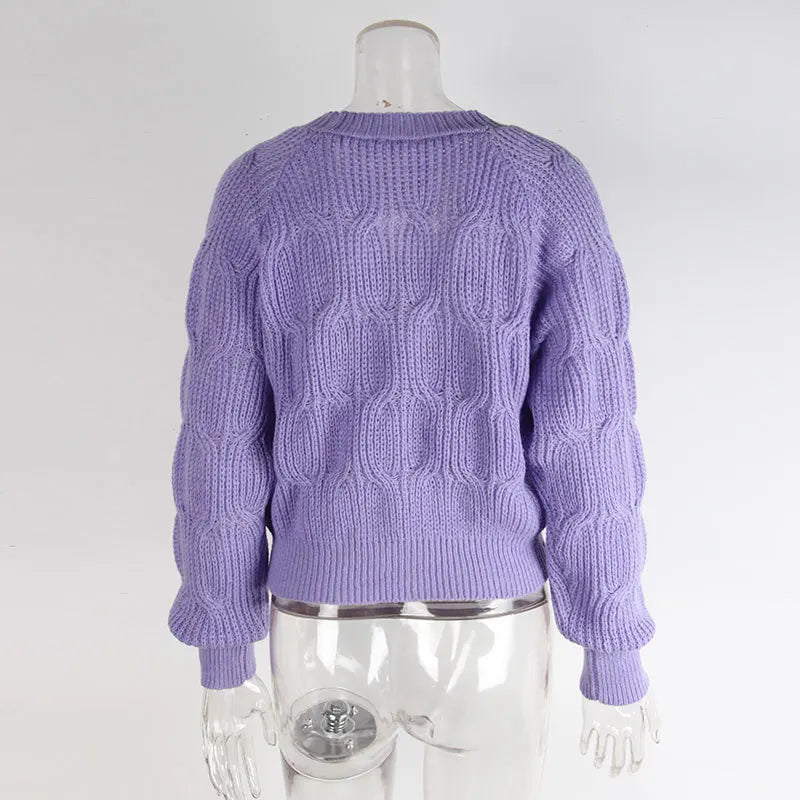Women's Knitted Bow Cardigan Elegant Long Sleeve Tops Sweater Knitwears Top Female Clothing Fall Autumn Pink White Blue Purple