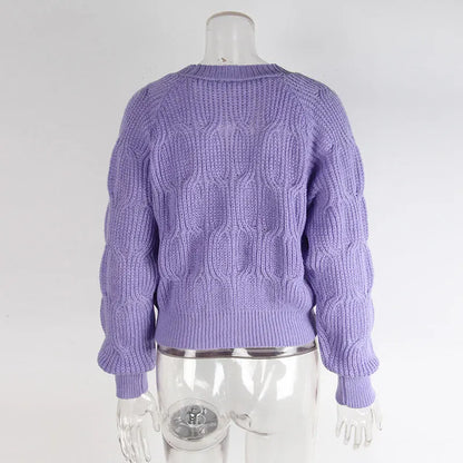 Women's Knitted Bow Cardigan Elegant Long Sleeve Tops Sweater Knitwears Top Female Clothing Fall Autumn Pink White Blue Purple