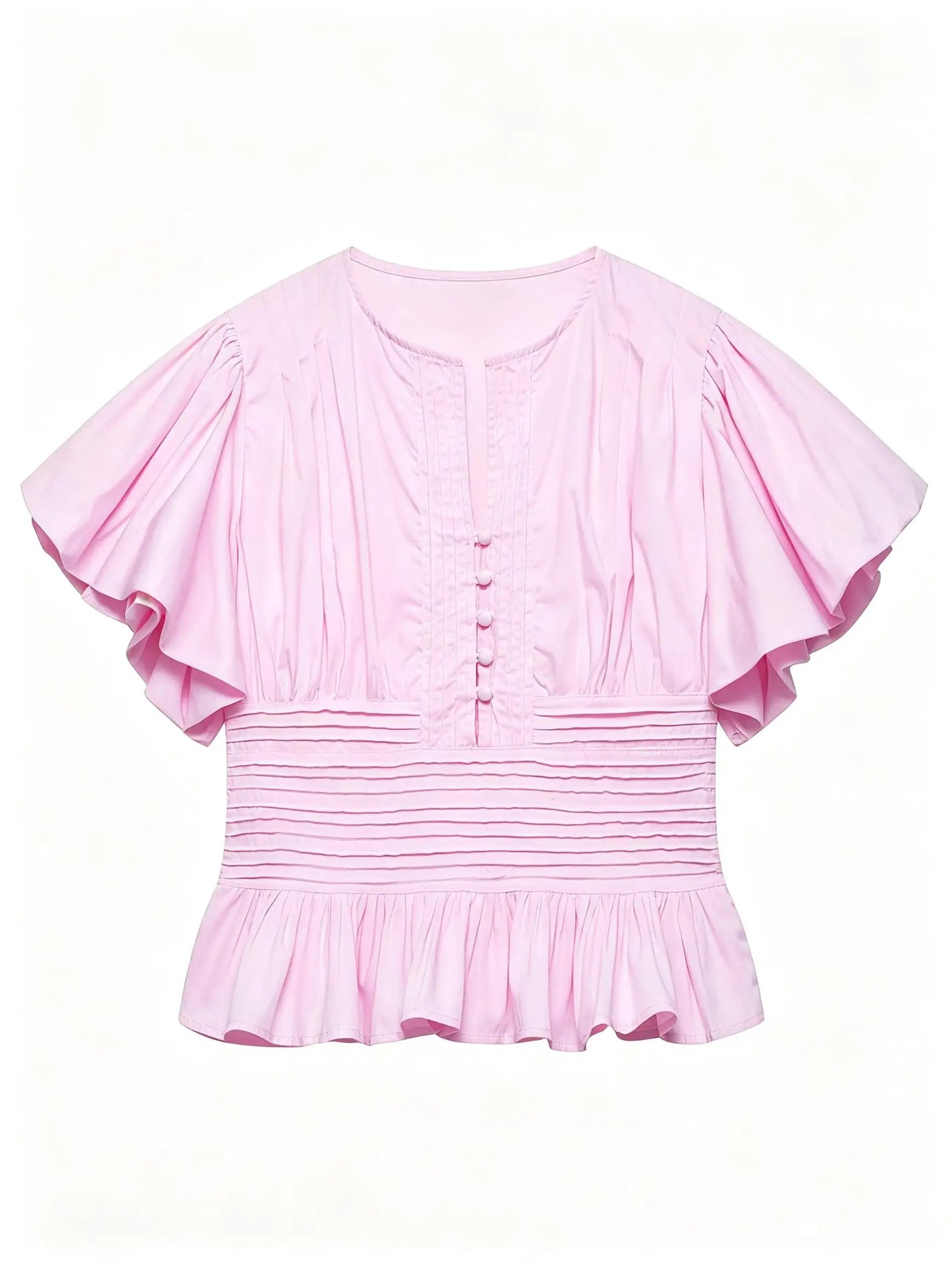 Elegant Ruffles Shirts Casual Women's Button Blouses Female Clothes Shirt Classic Tops Blouse White Pink Blue Summer 2026 Autumn