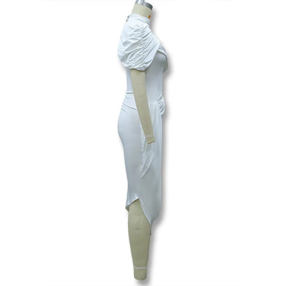 Elegant Women's Tight Curvy Midi Dress Sexy Backless Draped Bodycon Dresses Evening Party Wedding Guest Summer New Yellow White