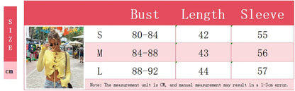 Women's Cropped Yellow Cardigan Long Sleeve Ruffles Tops Sweater Knitwears Black Top Outerwears 2025 Y2K Clothing New In Autumn
