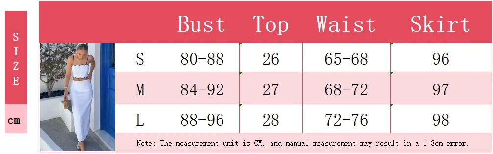 Elegant White Ruffle Beach Sets Women's Strap Backless Crop Top Long Skirt 2 Pieces Set Summer Beachwear Party Holiday Vacation