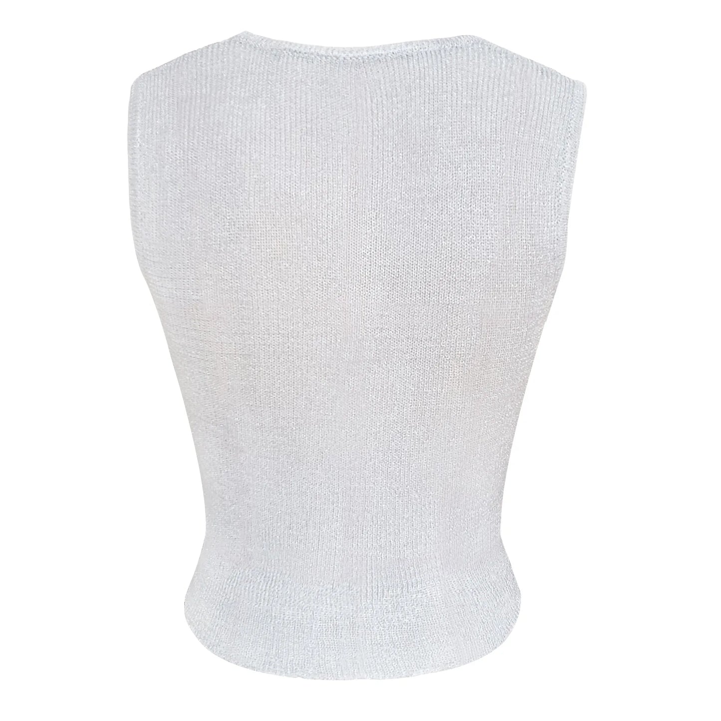 Women Sexy Mesh Sheer Glitter Sleeveless Tank Summer Shiny Cover Ups Y2K Cropped Tops See Through Mini Vest Streetwear Tops 2024